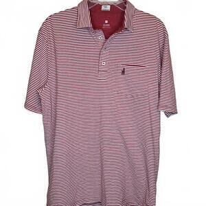 Johnnie O Men's Hangin Out Polo Red White Striped Size Medium Golf Sporty